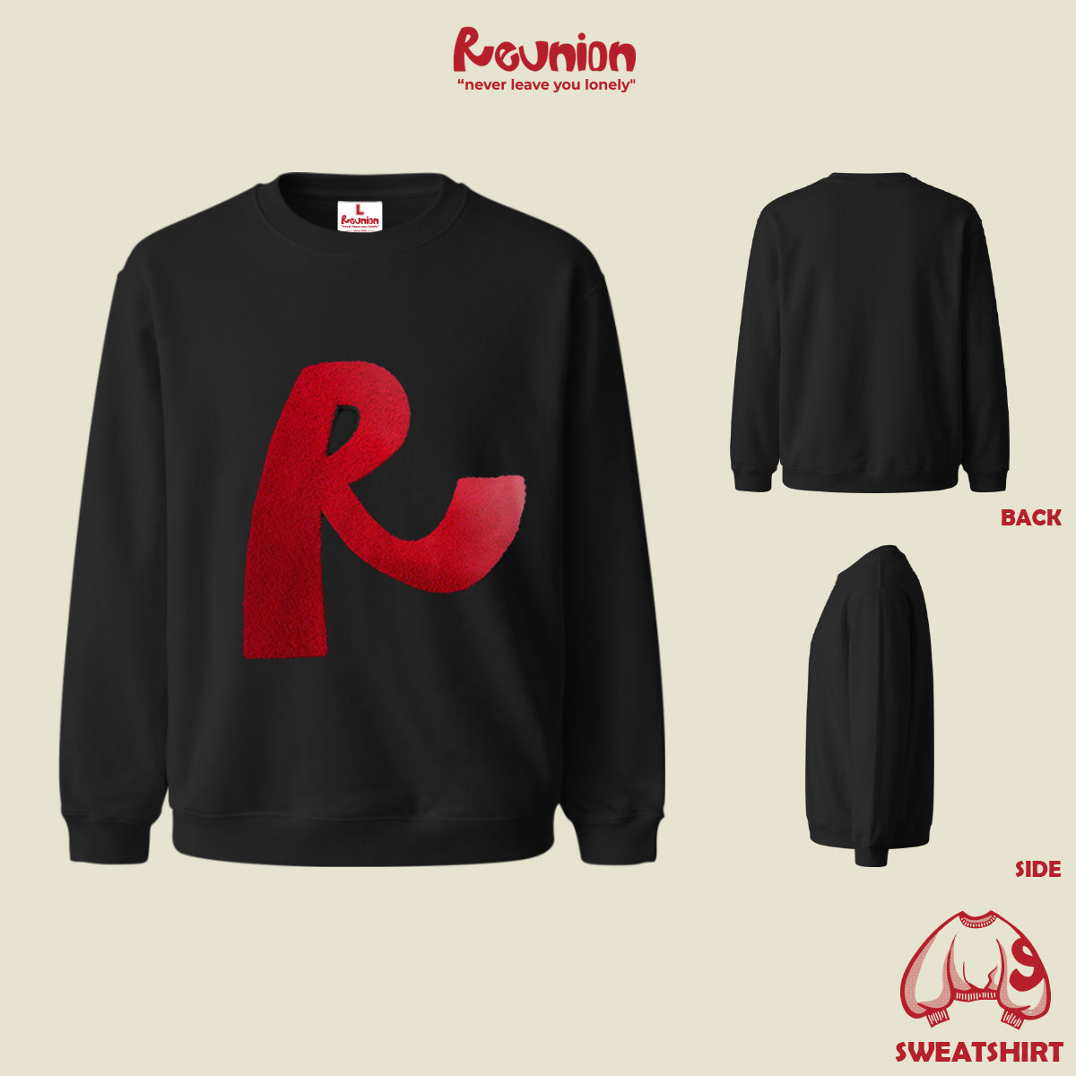 Áo Sweatshirt Thêu Xù 3D REUNION R'LOGO Sweater