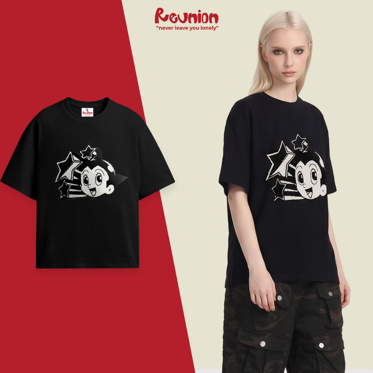 Áo Thun Thêu Xù 3D REUNION R'ATB STATRS T-shirt