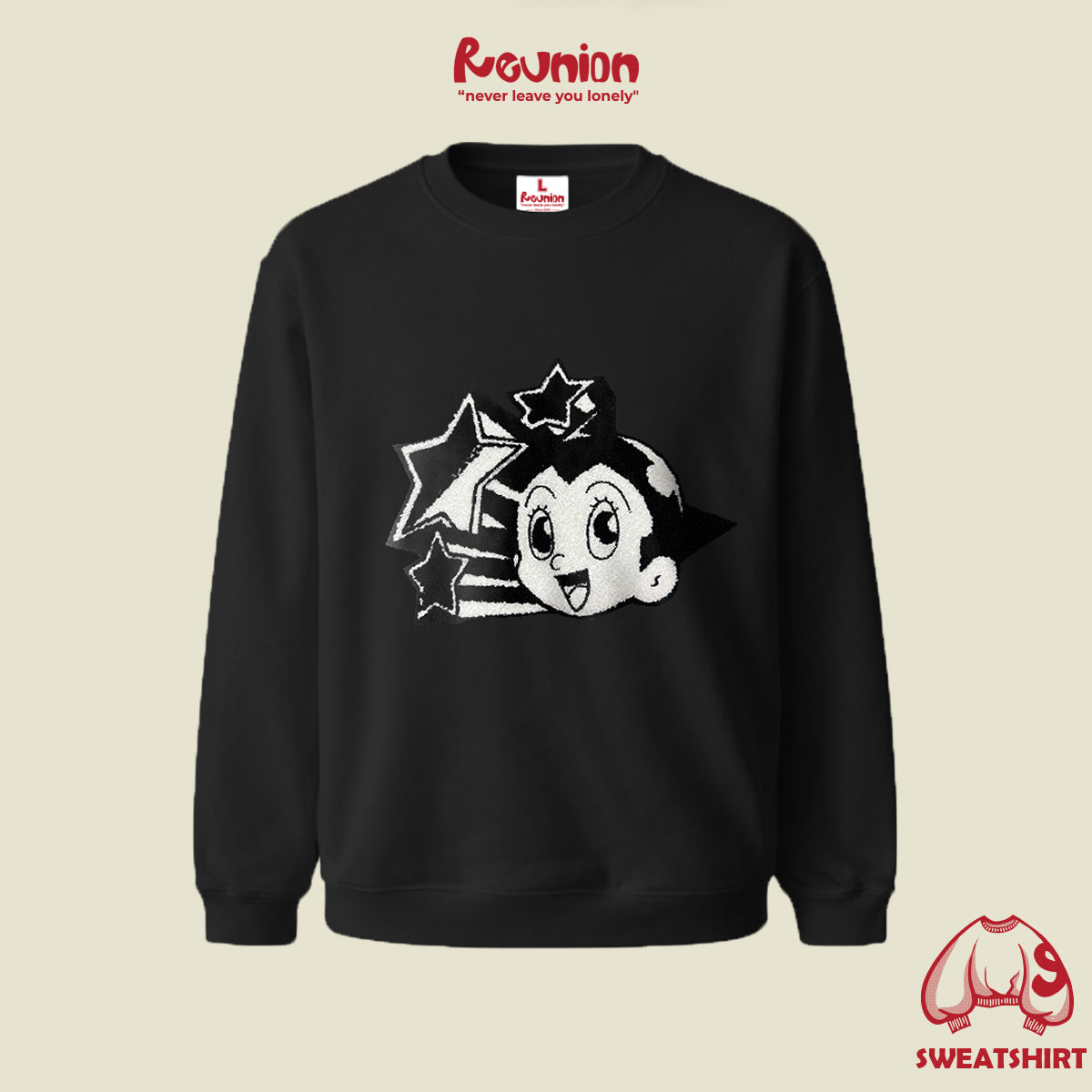 Áo Sweatshirt Thêu Xù 3D REUNION R'ATB STATRS Sweater